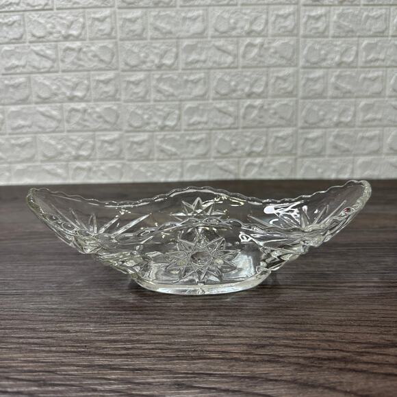 Anchor Hocking Star of David Early American Prescut Boat Ice Cream Dish Vtg 60's - Picture 1 of 11